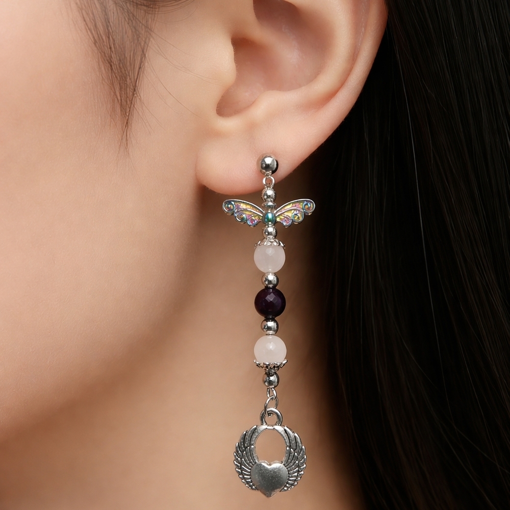 Archangel Chamuel Winged Post Dangle Earrings Angels Guardian Angels Drop